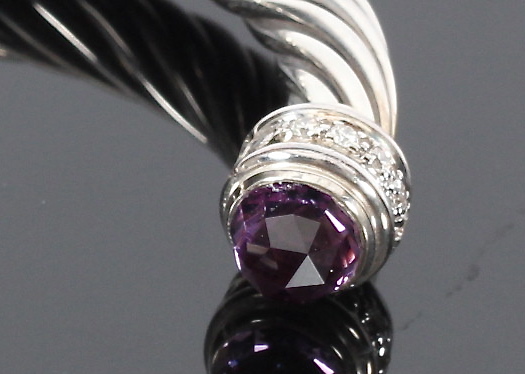 David Yurman Amethyst and Diamond Cable Classics Bracelet