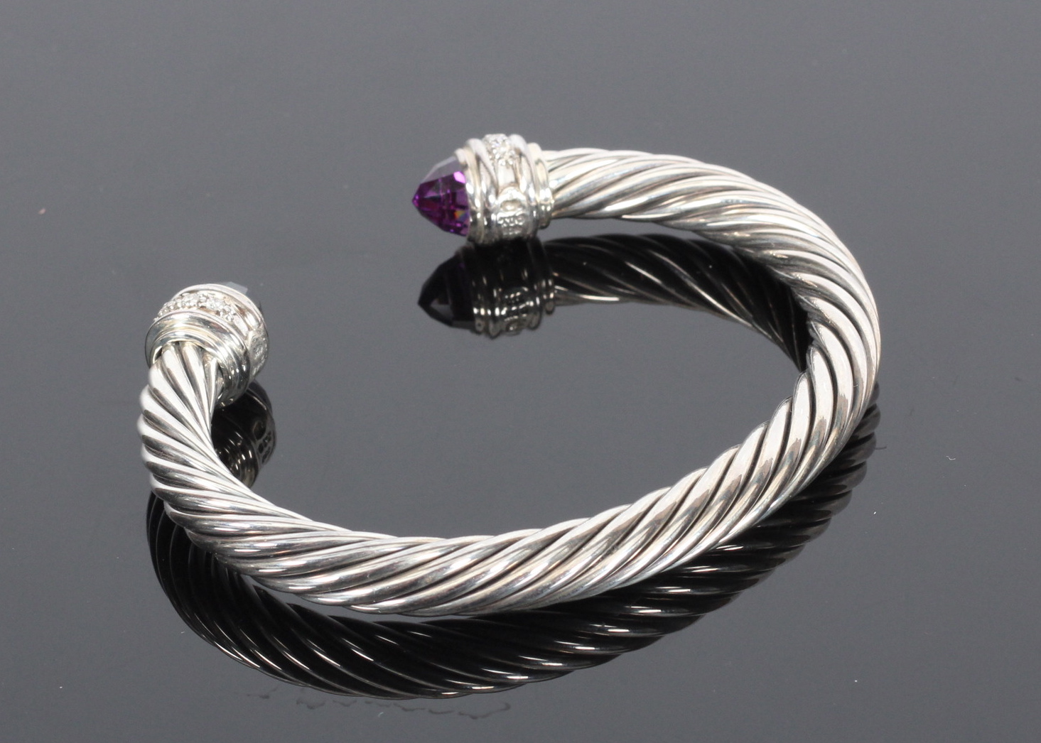 David Yurman Amethyst and Diamond Cable Classics Bracelet