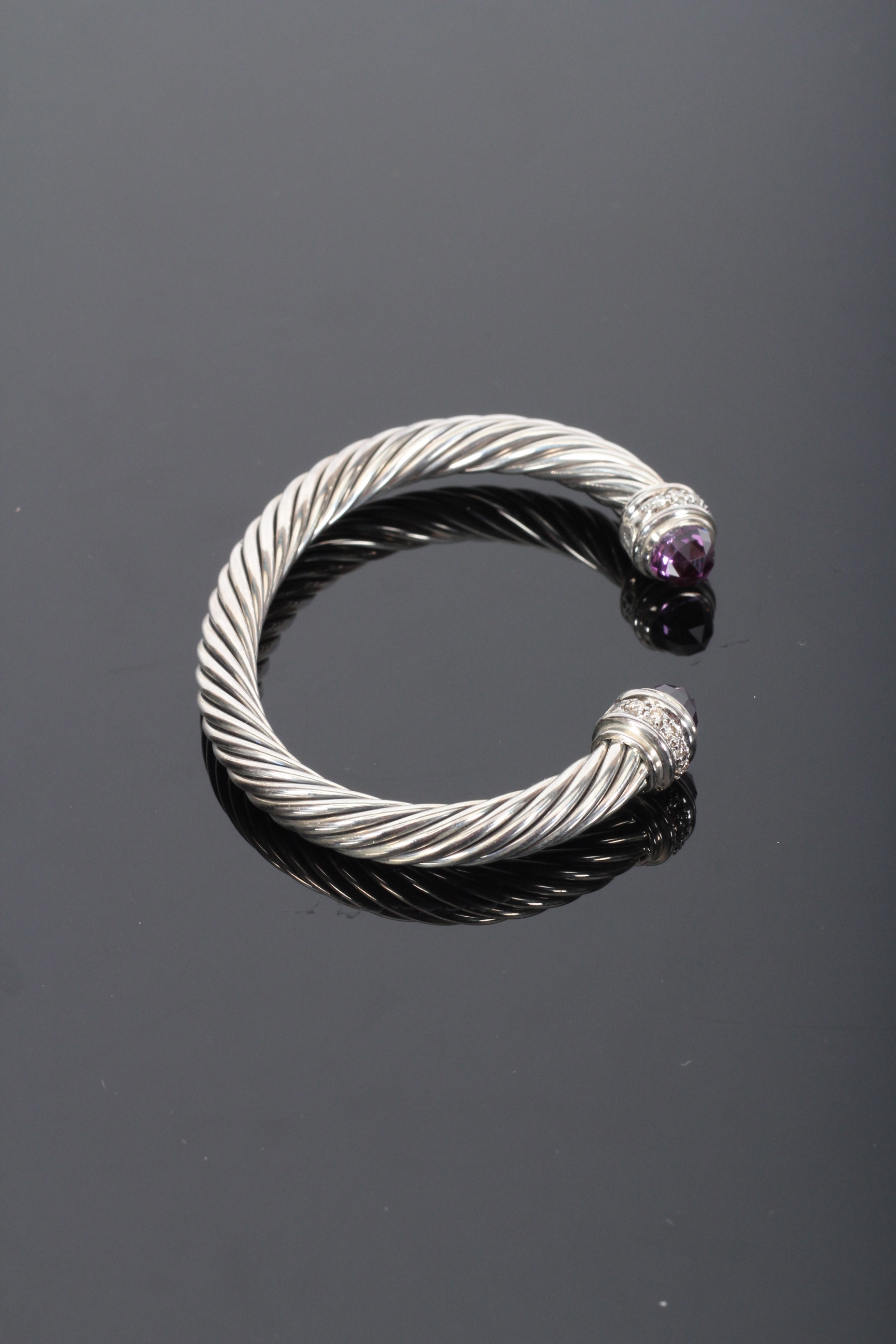 David Yurman Amethyst and Diamond Cable Classics Bracelet
