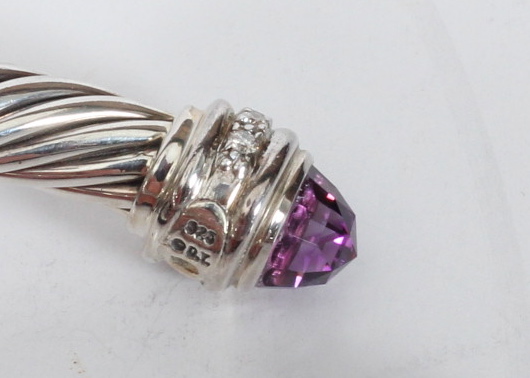 David Yurman Amethyst and Diamond Cable Classics Bracelet