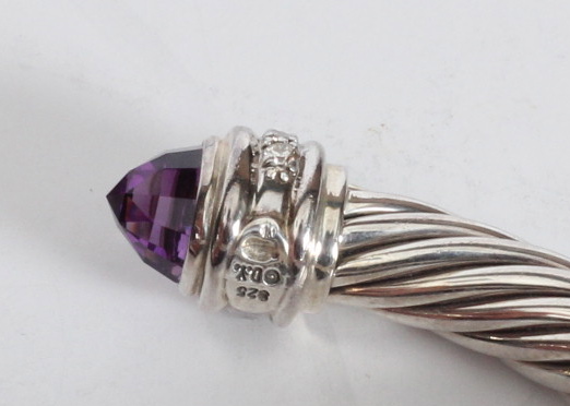 David Yurman Amethyst and Diamond Cable Classics Bracelet