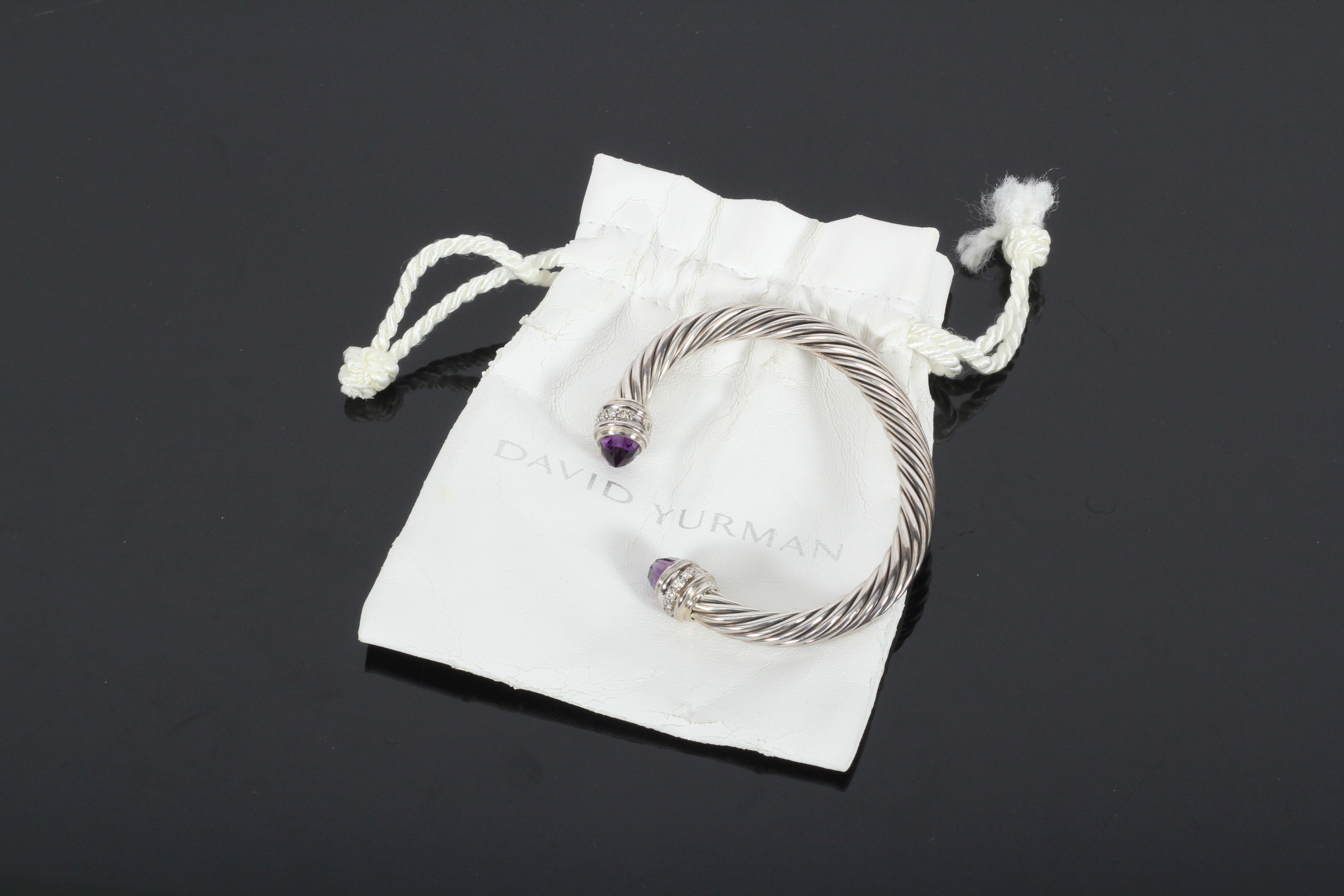 David Yurman Amethyst and Diamond Cable Classics Bracelet