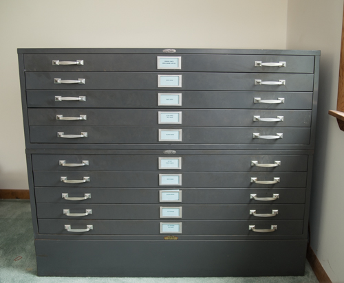 Cole-Steel Ten-Drawer Filing Cabinet with Paper and Card Stock