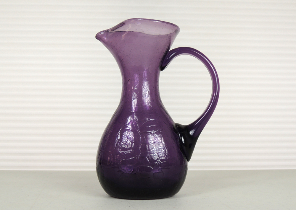 Vintage Blenko Purple Crackle Pitcher