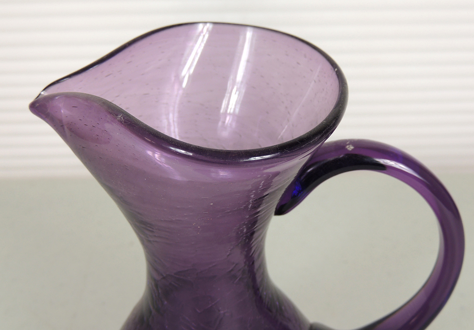 Vintage Blenko Purple Crackle Pitcher