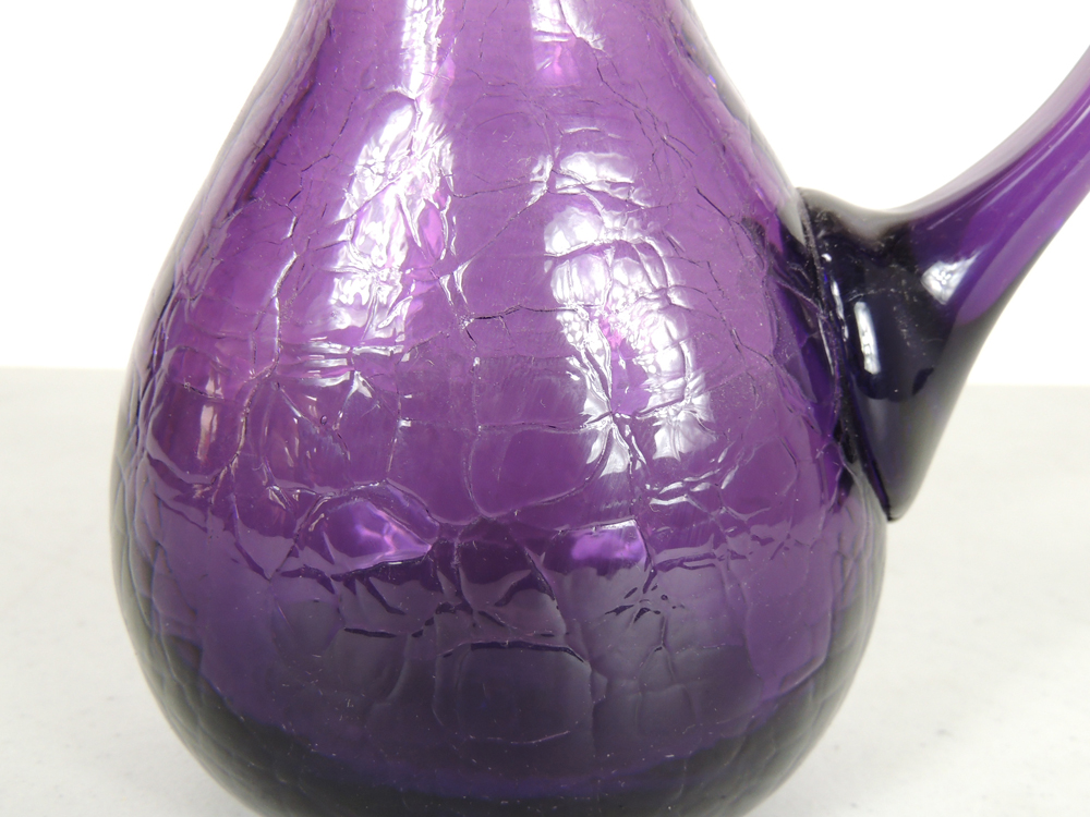 Vintage Blenko Purple Crackle Pitcher