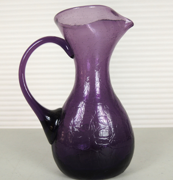 Vintage Blenko Purple Crackle Pitcher