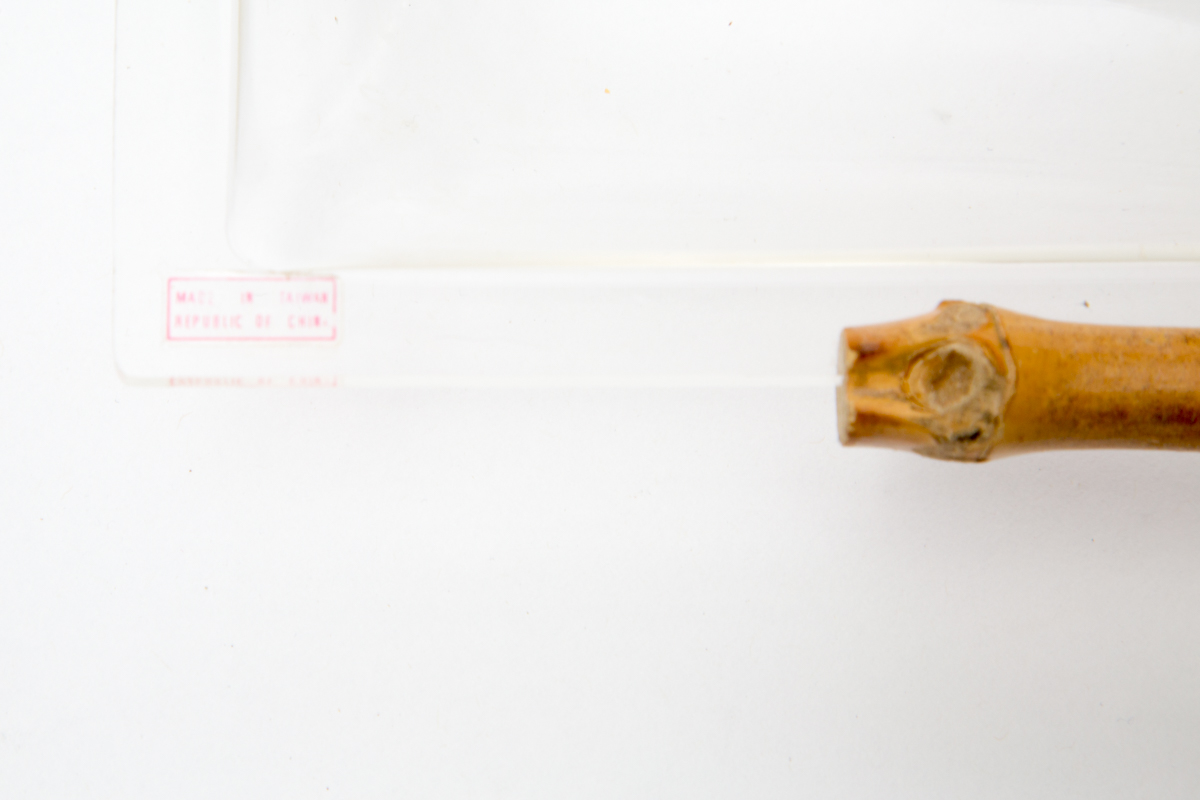 Vintage Plastic Dip Tray with Bamboo Accents