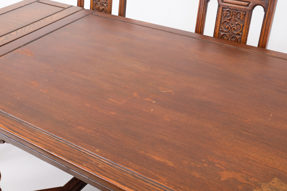 1920s Bernhardt Dining Table and Six Chairs