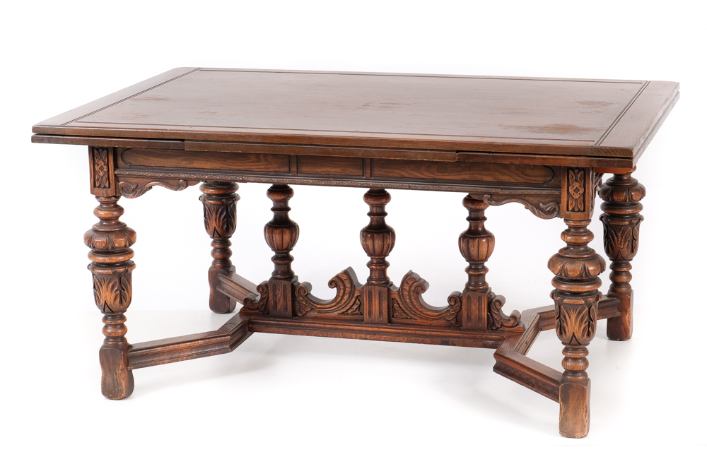 1920s Bernhardt Dining Table and Six Chairs