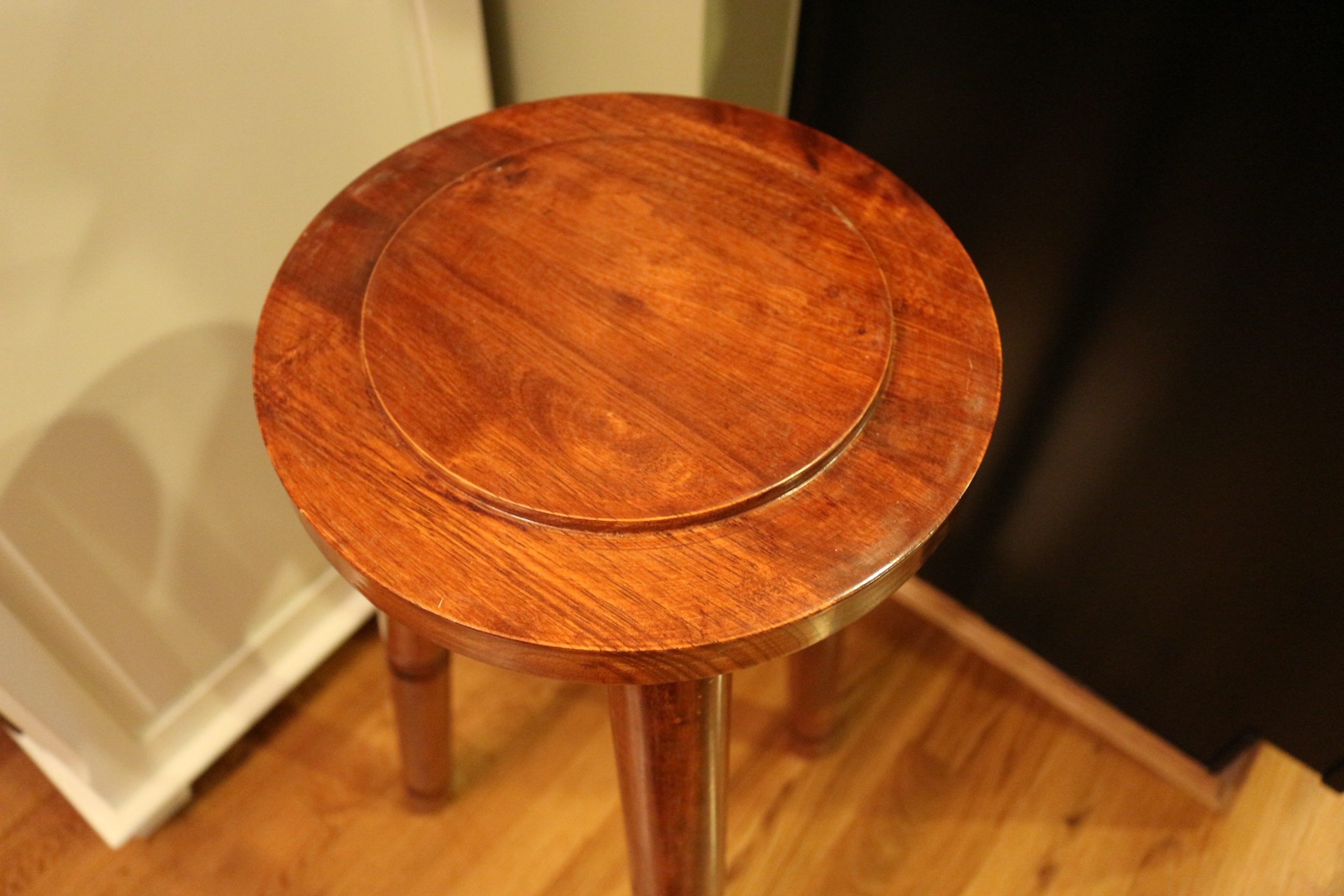 Large Wooden Salad Bowl on Stand with Utensils