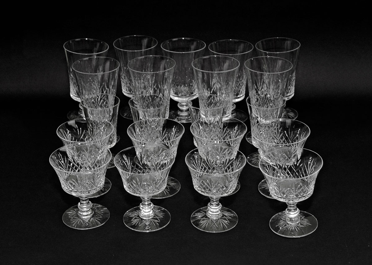 Collection of French St. Louis Crystal Goblets in Chantilly