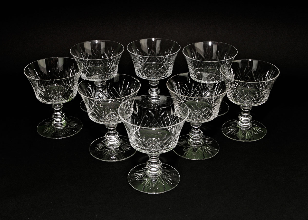 Collection of French St. Louis Crystal Goblets in Chantilly