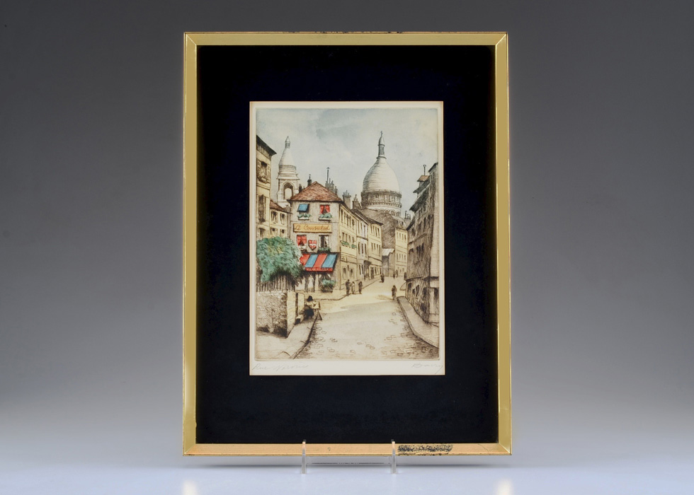 Original Hand-colored Etching of Paris, Titled 'Rue Norvines'