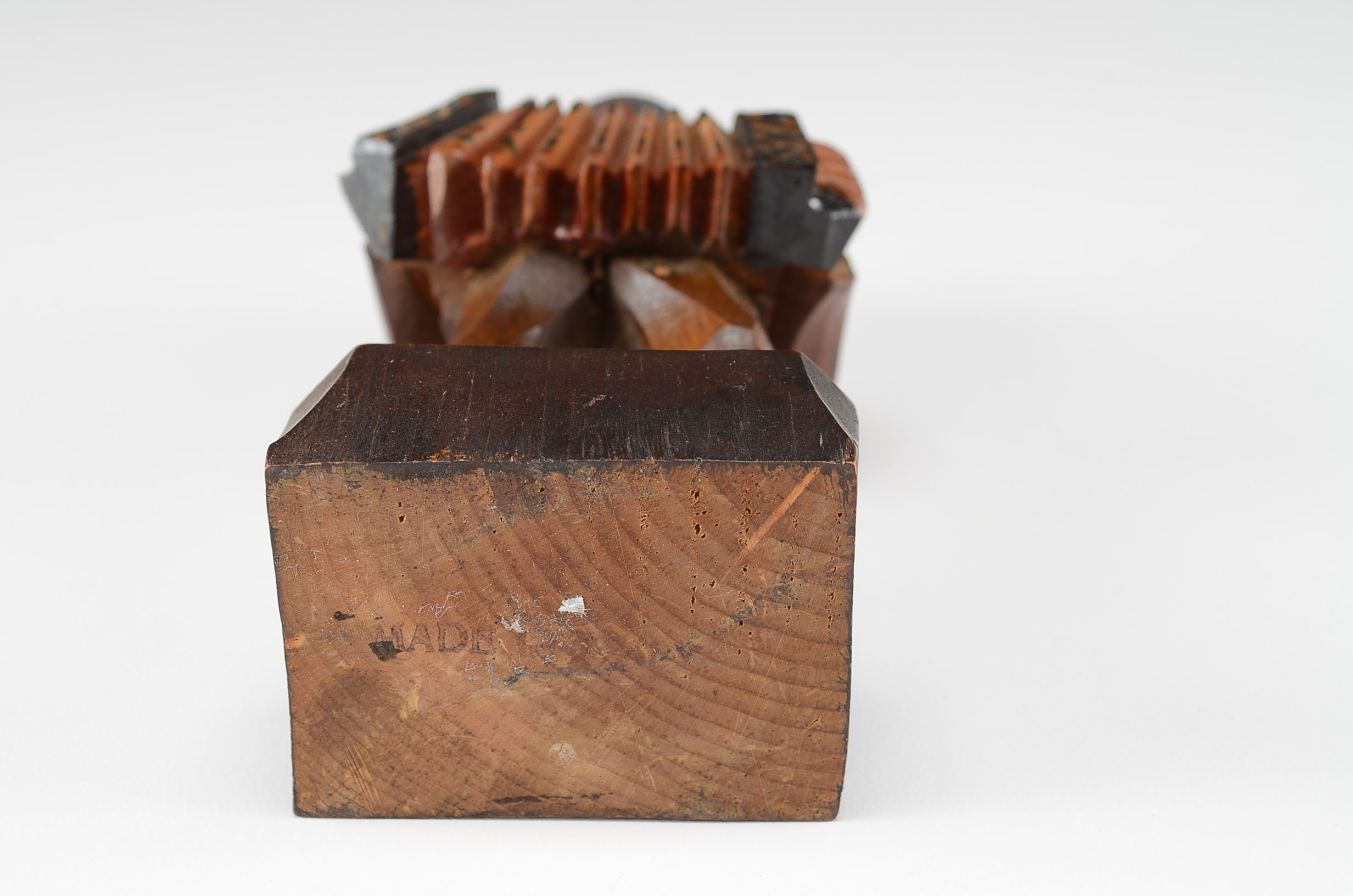 Vintage Carved Wood Accordion Player Figurine