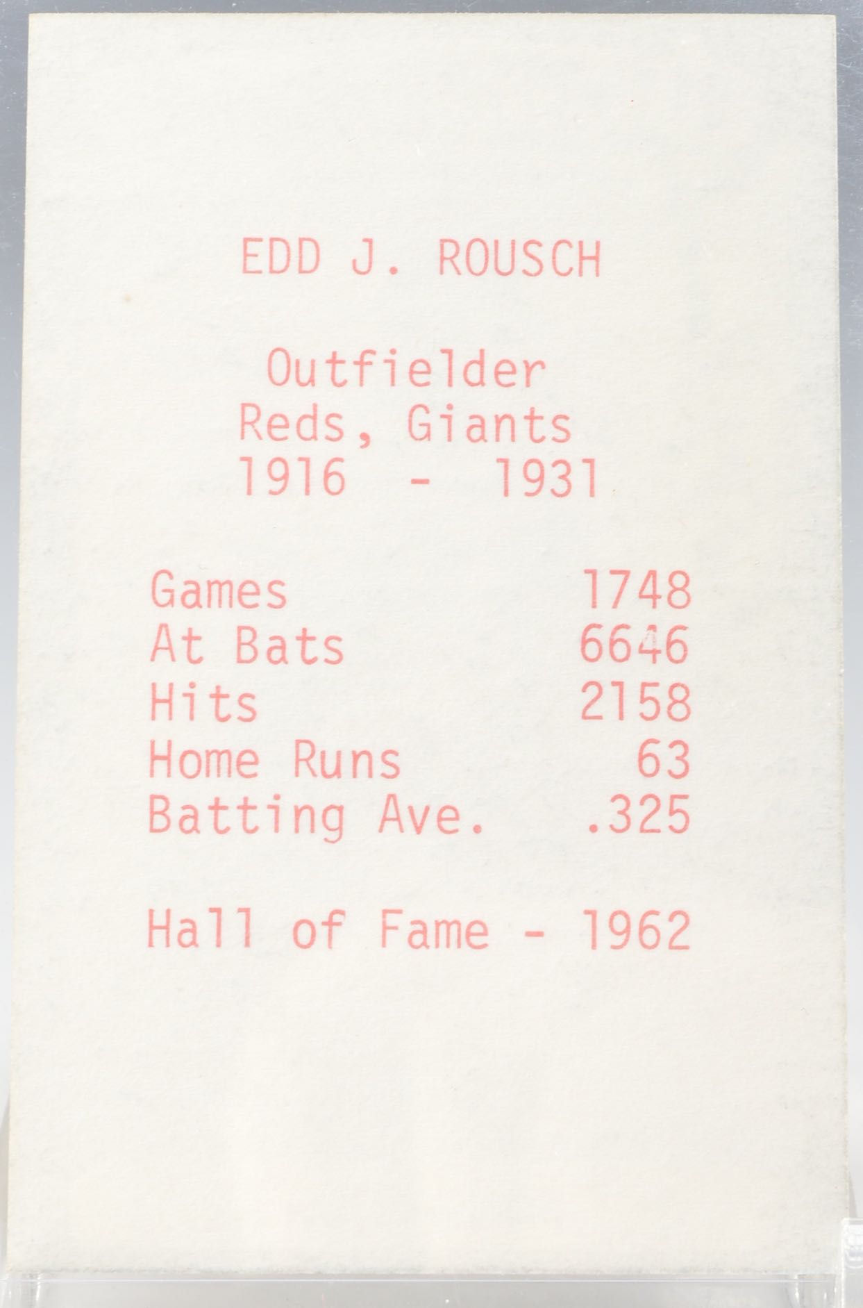 Edd Roush Signed Items