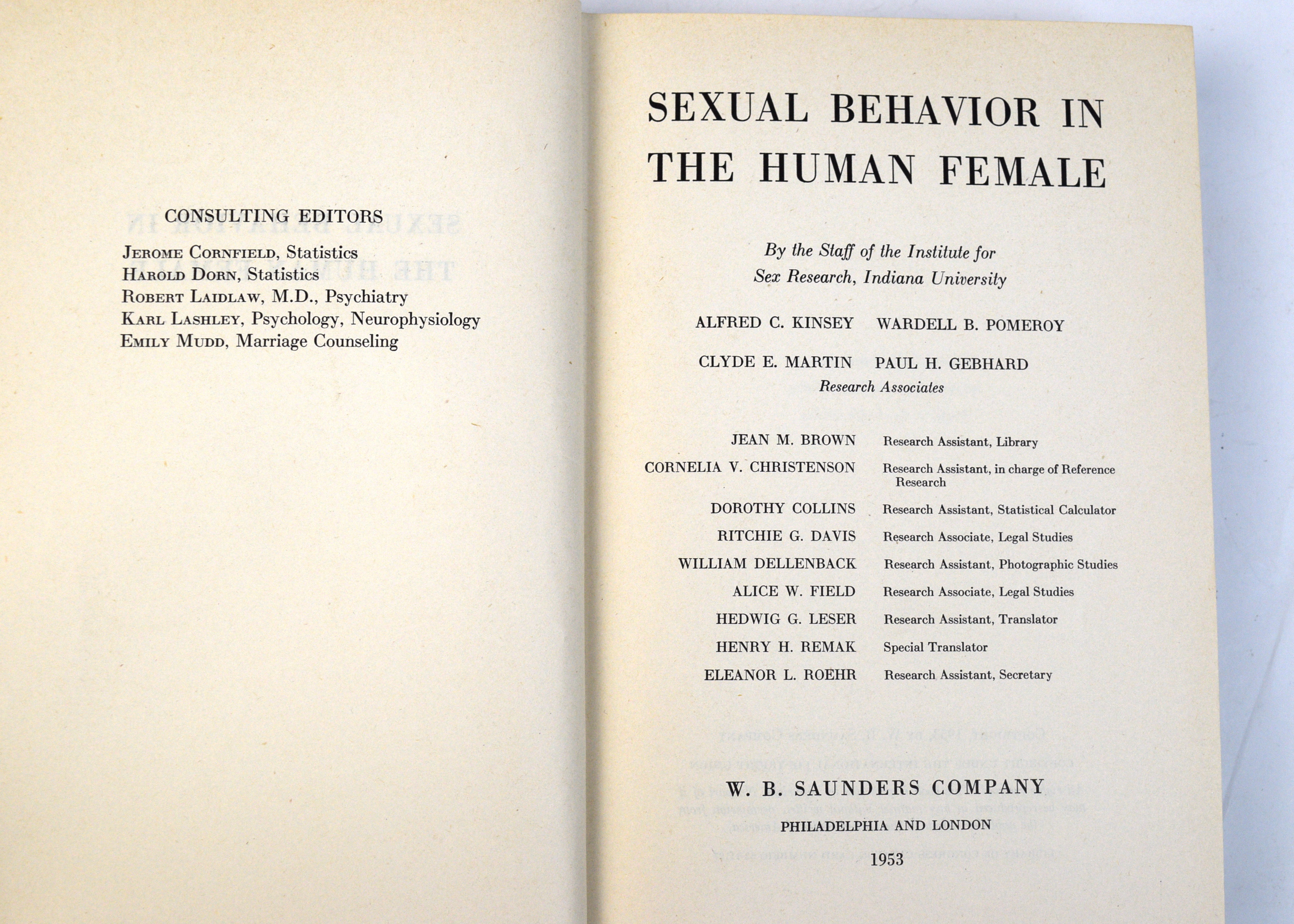 Kinsey 'Sexual Behavior in the Human Female' First Edition 1953