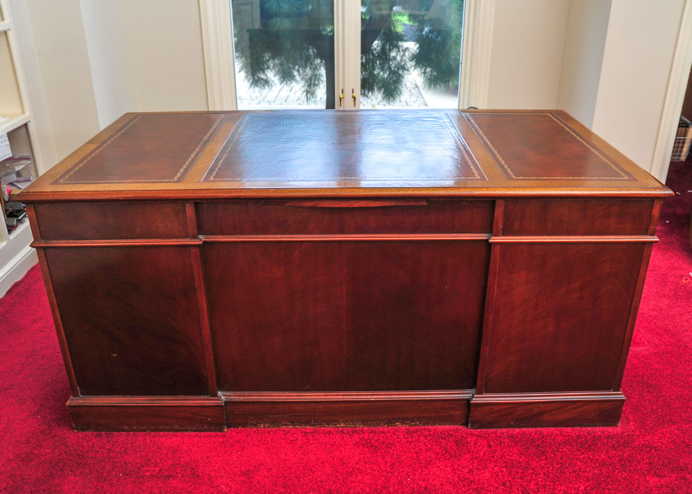 Executive Office Desk with Leather Inlays