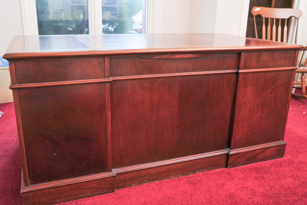 Executive Office Desk with Leather Inlays