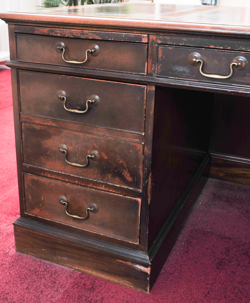 Executive Office Desk with Leather Inlays