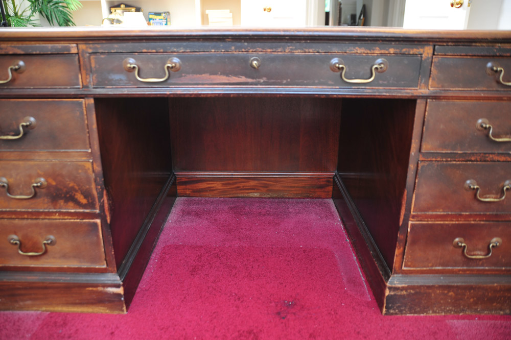 Executive Office Desk with Leather Inlays