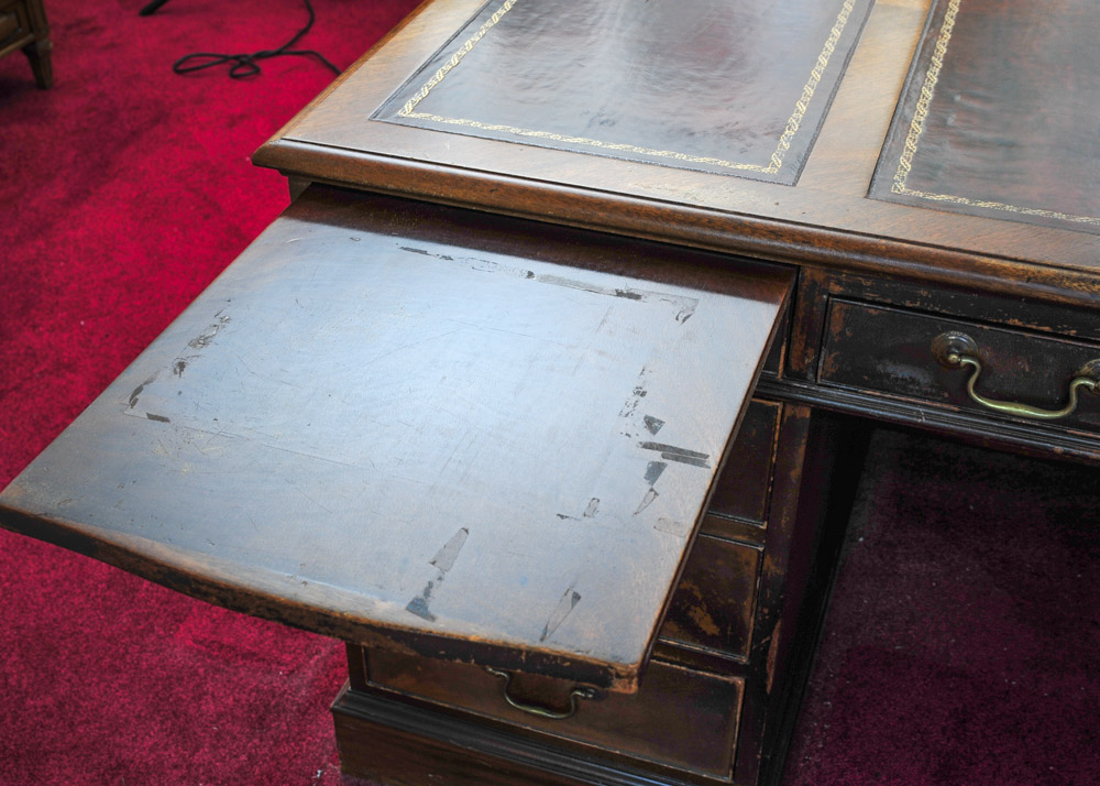 Executive Office Desk with Leather Inlays