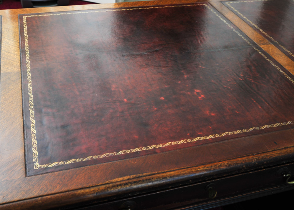 Executive Office Desk with Leather Inlays