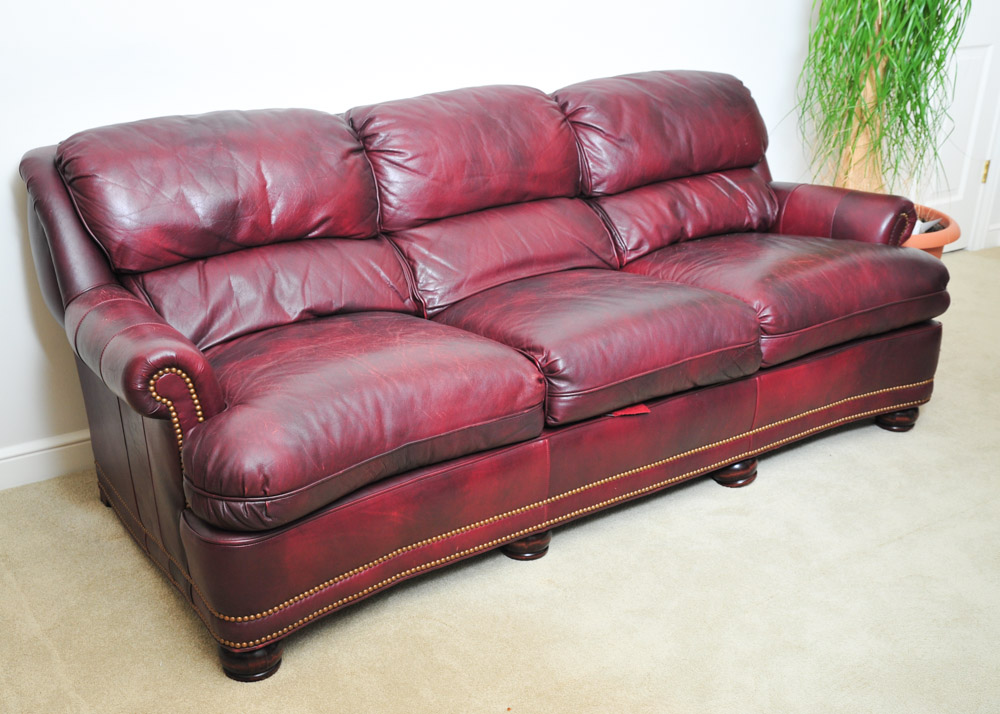Hancock and Moore Burgundy Leather Sofa