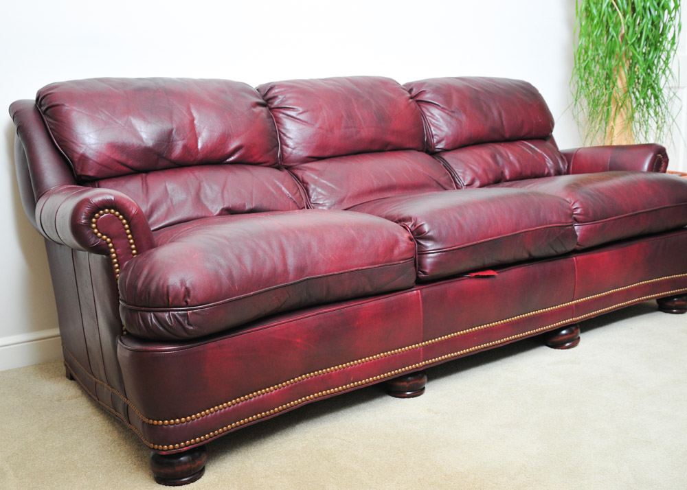 Hancock and Moore Burgundy Leather Sofa