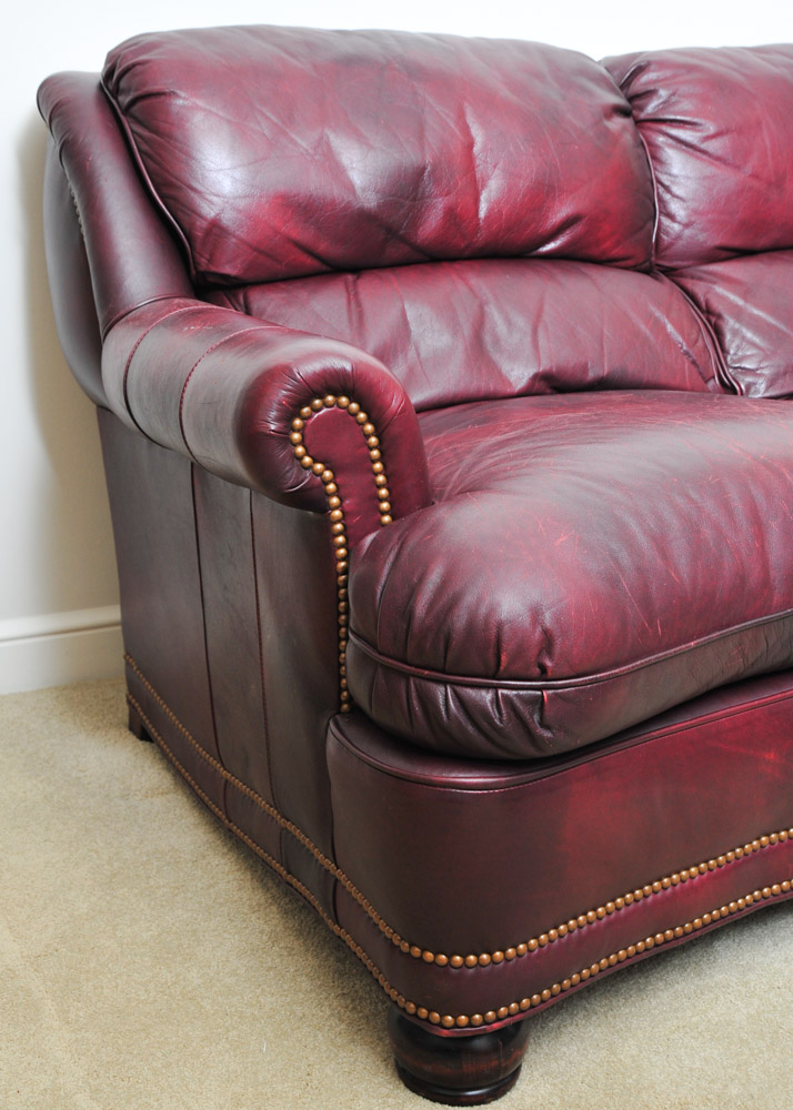 Hancock and Moore Burgundy Leather Sofa