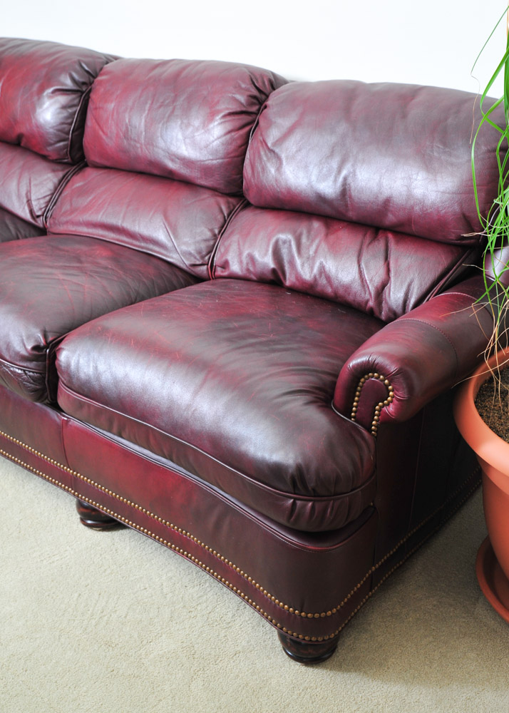 Hancock and Moore Burgundy Leather Sofa