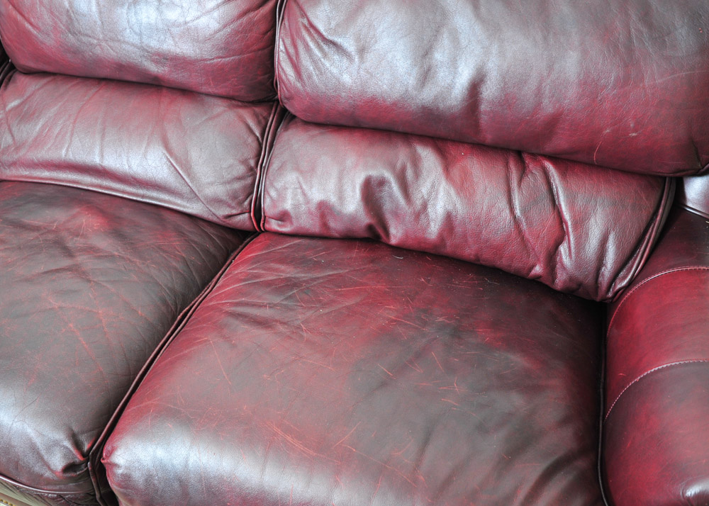 Hancock and Moore Burgundy Leather Sofa