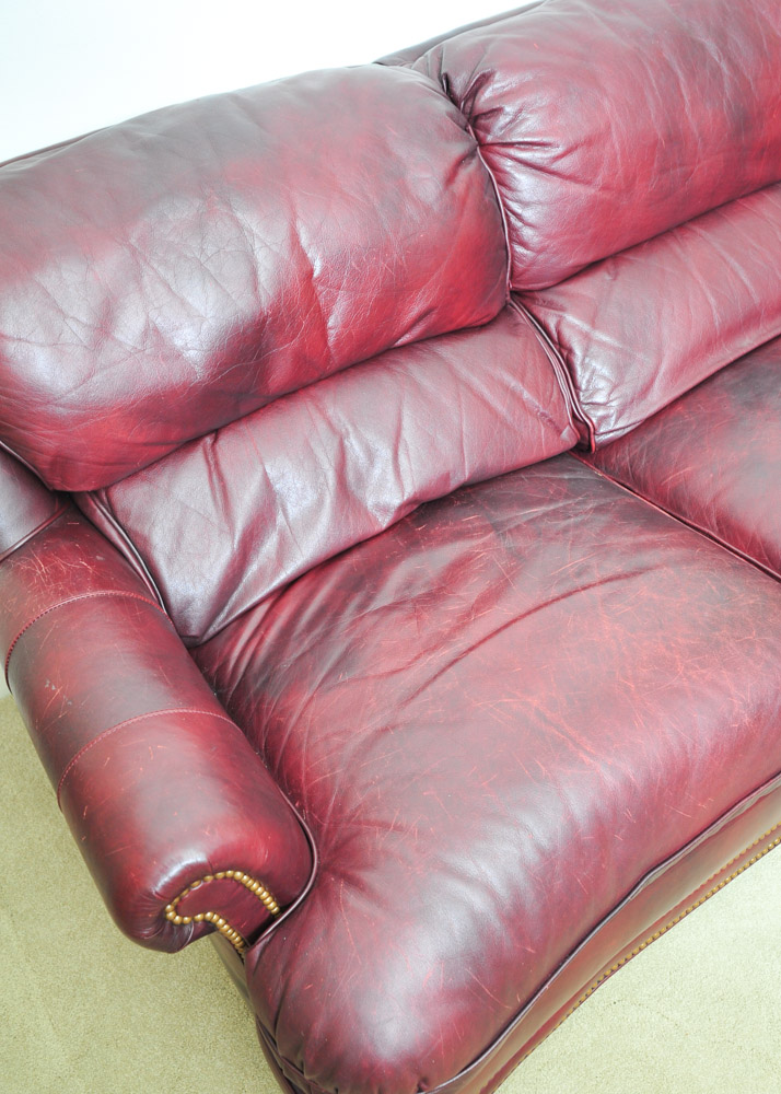 Hancock and Moore Burgundy Leather Sofa