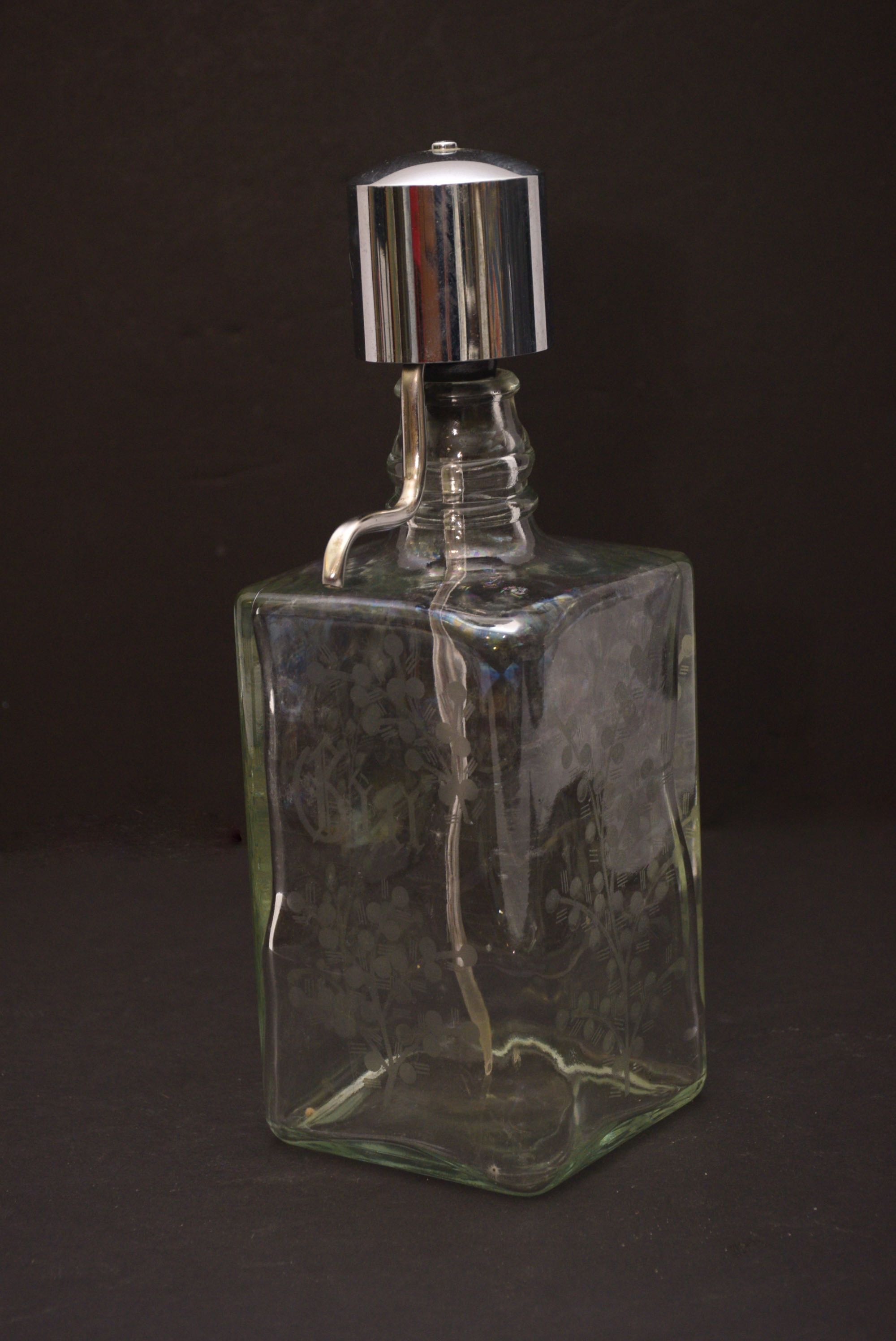 Trio of Liquor Decanters with Pump Dispensers plus Jiggers