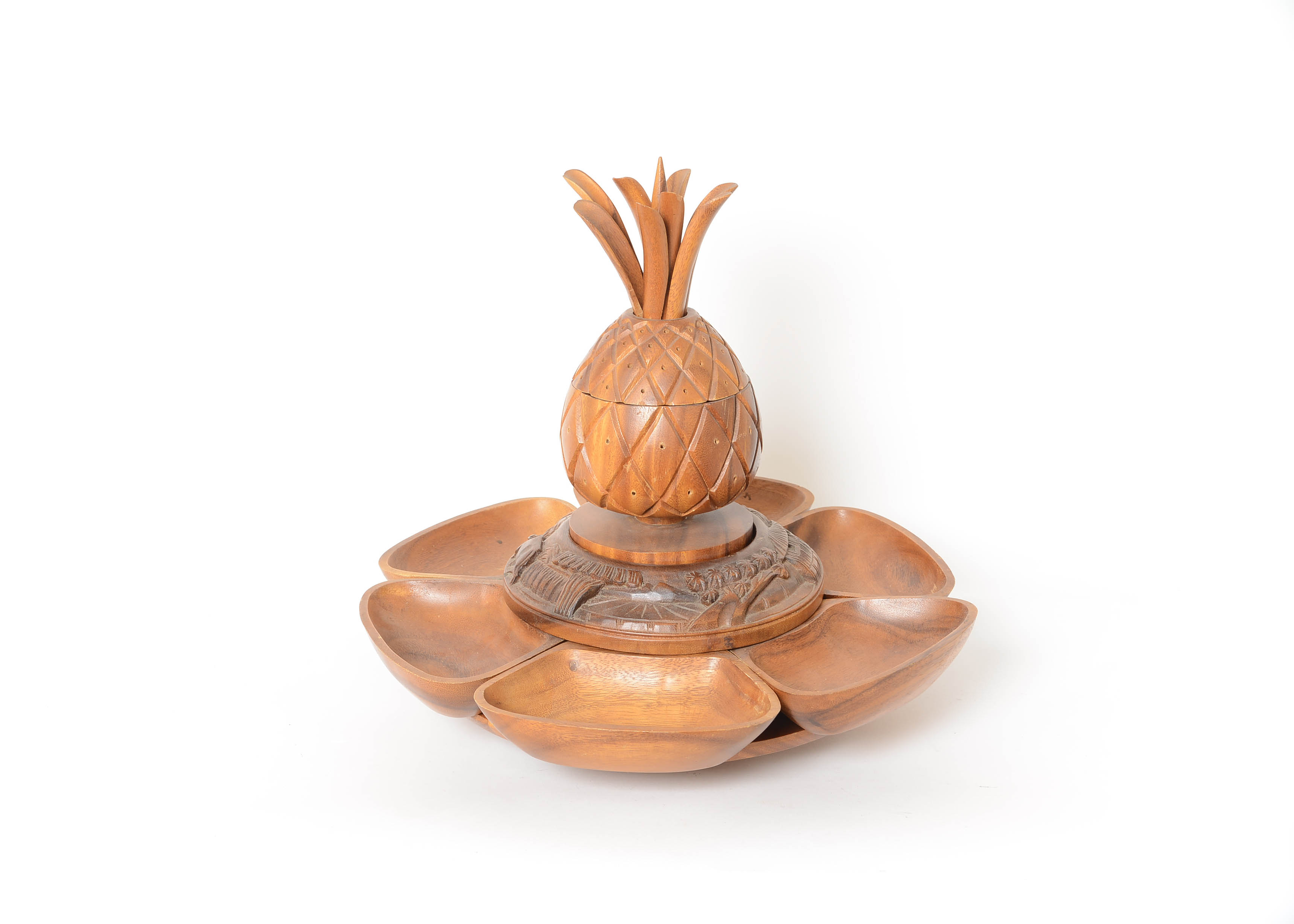 Vintage Hand Carved Serving Bowl Set