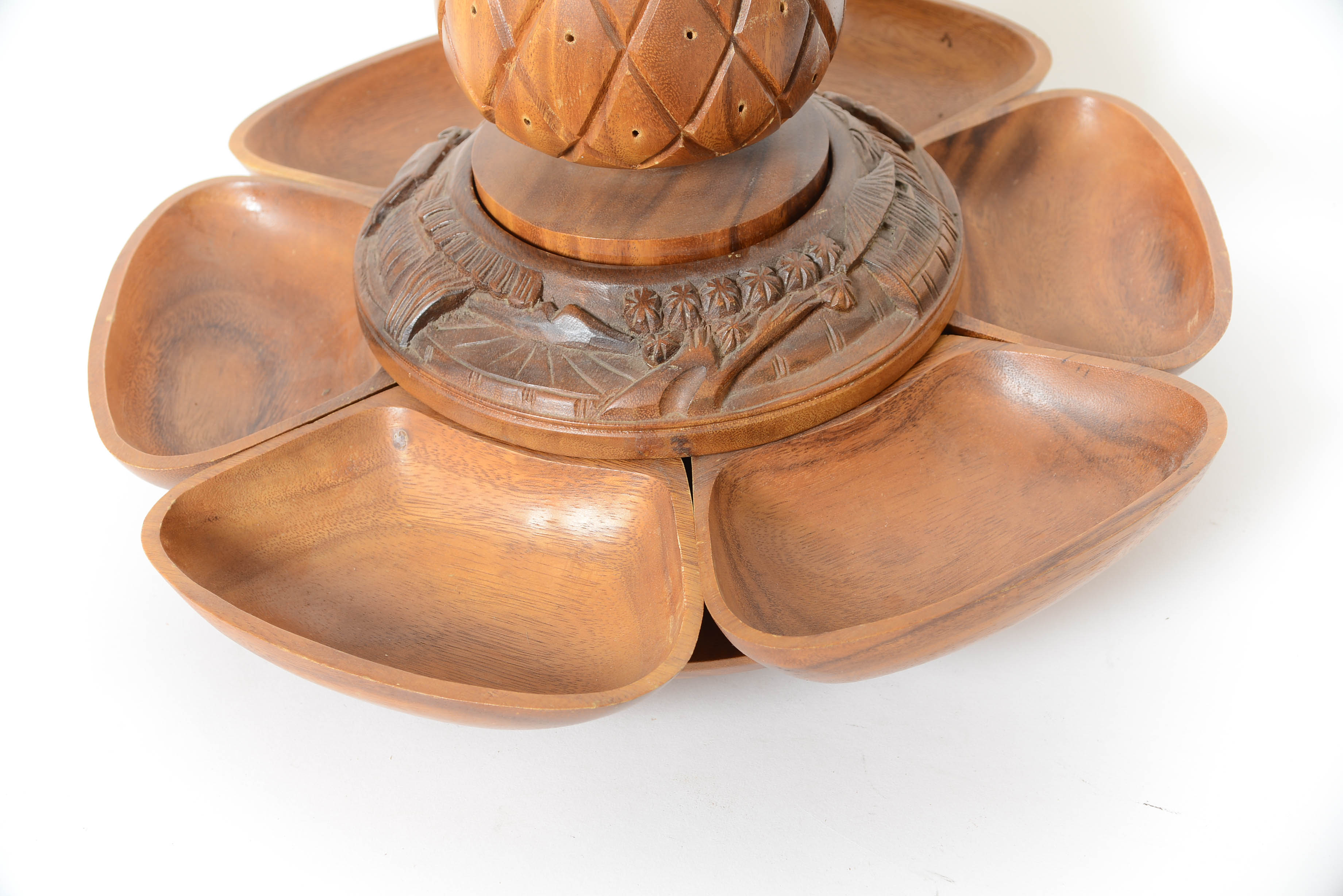 Vintage Hand Carved Serving Bowl Set