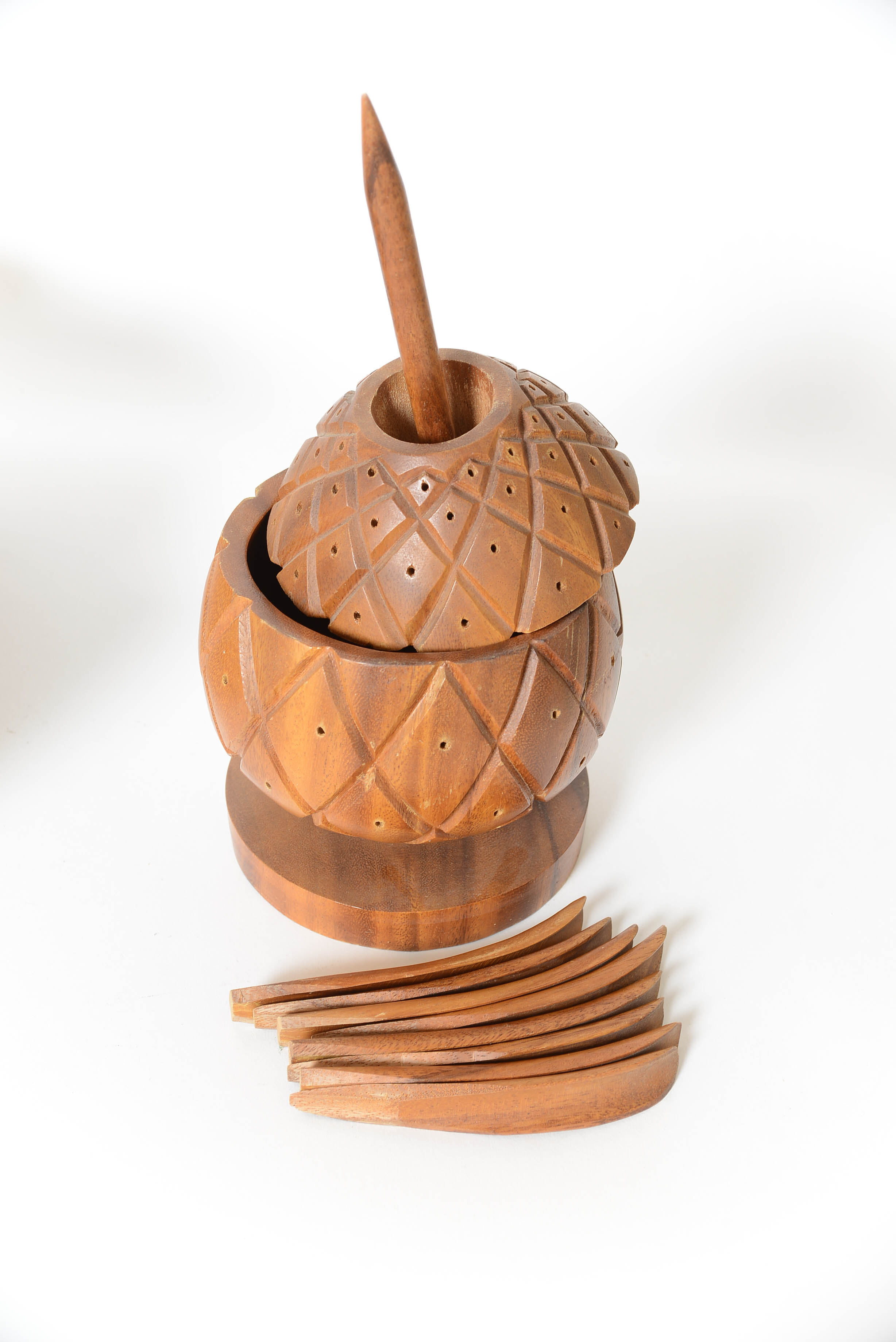 Vintage Hand Carved Serving Bowl Set