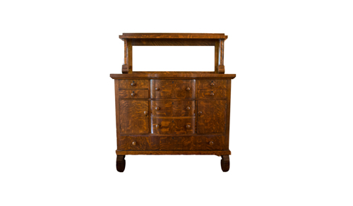 Antique American Empire Tiger Oak Buffet