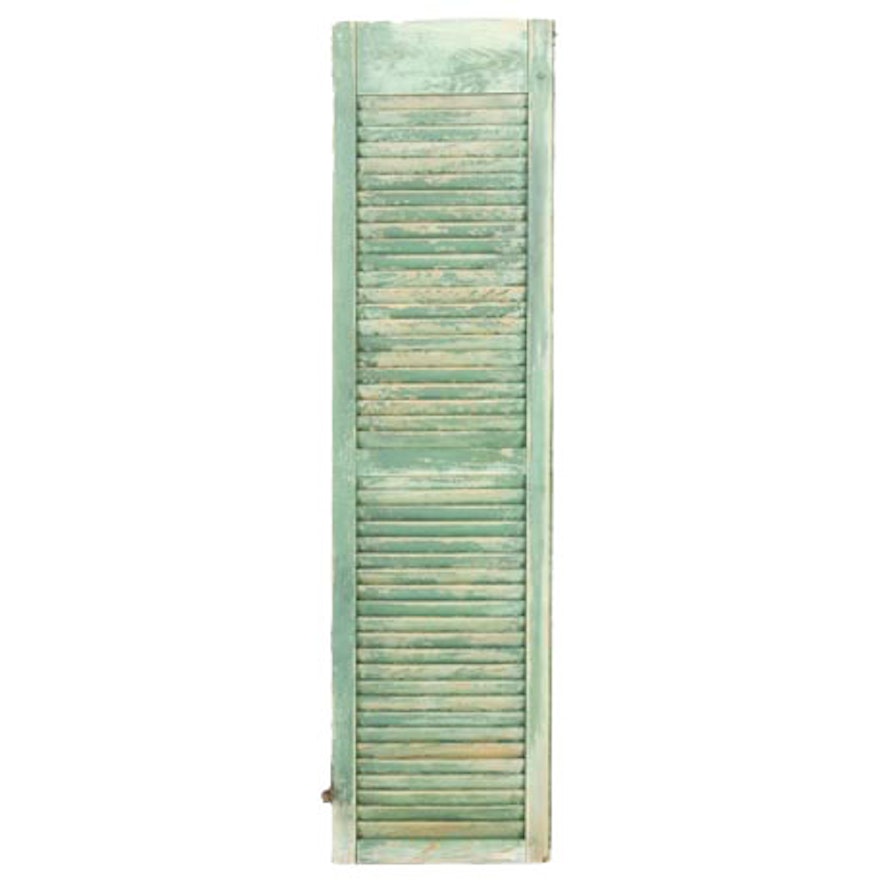 Vintage Green Painted Wooden Shutter