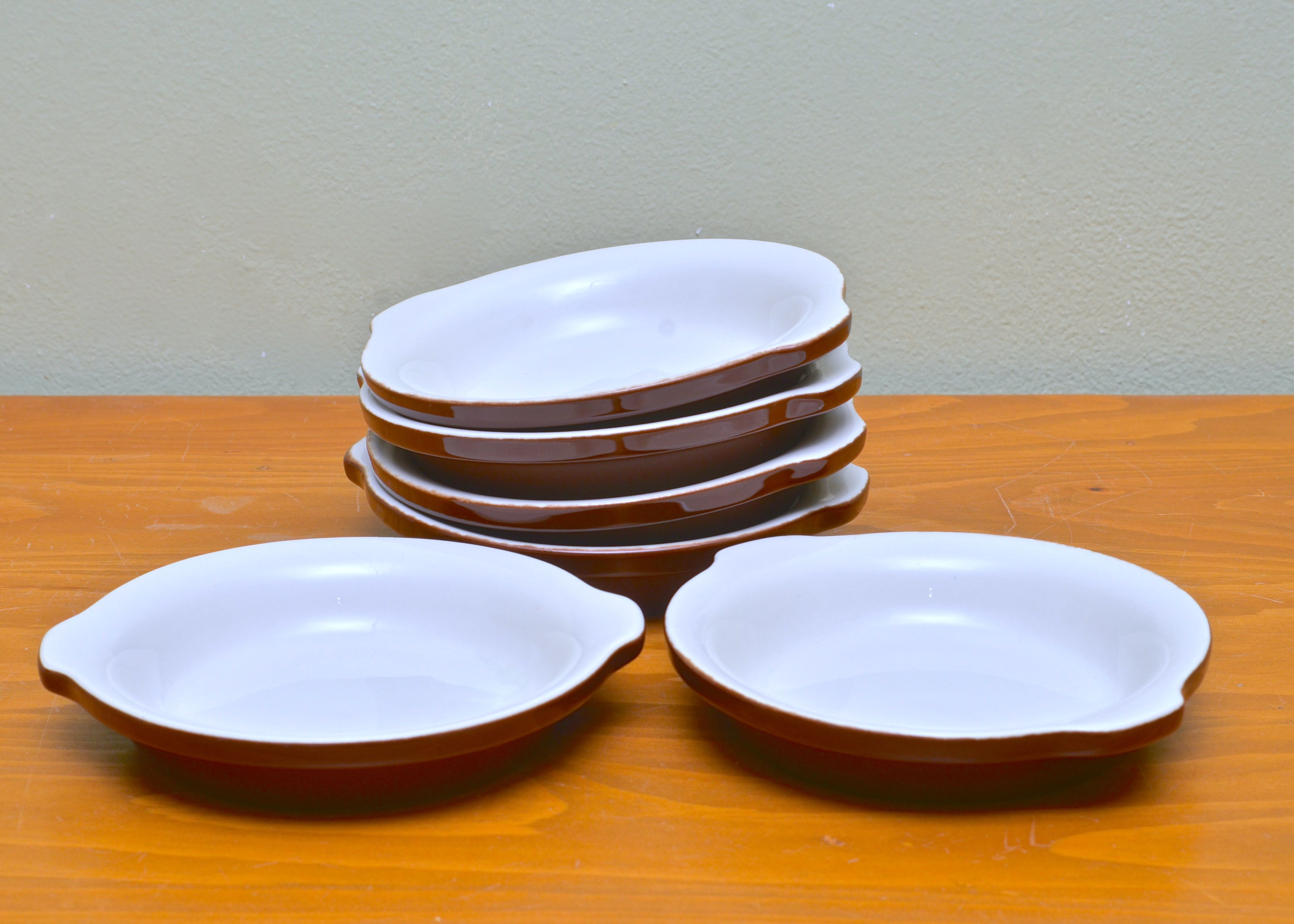 Set of Six Vintage Hall Pottery Au Gratin Dishes