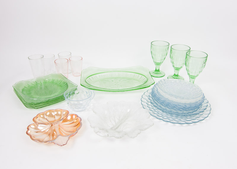 Eleven Piece Depression Glass Collection
