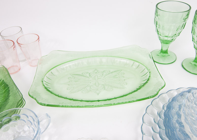Eleven Piece Depression Glass Collection