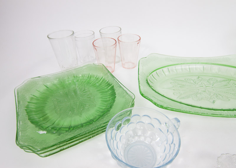 Eleven Piece Depression Glass Collection