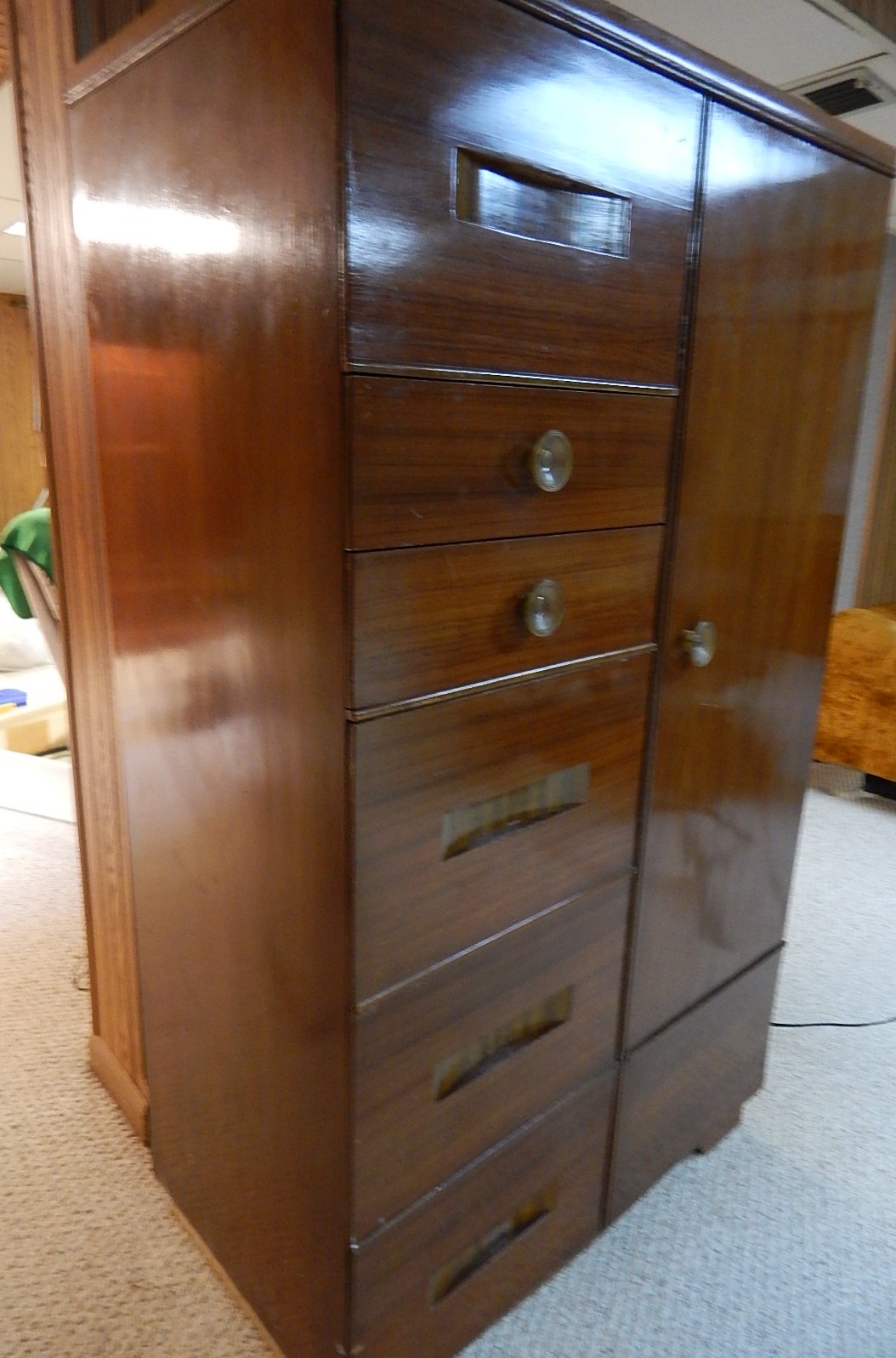 Vintage Art Deco Mahogany Chifferobe Armoire