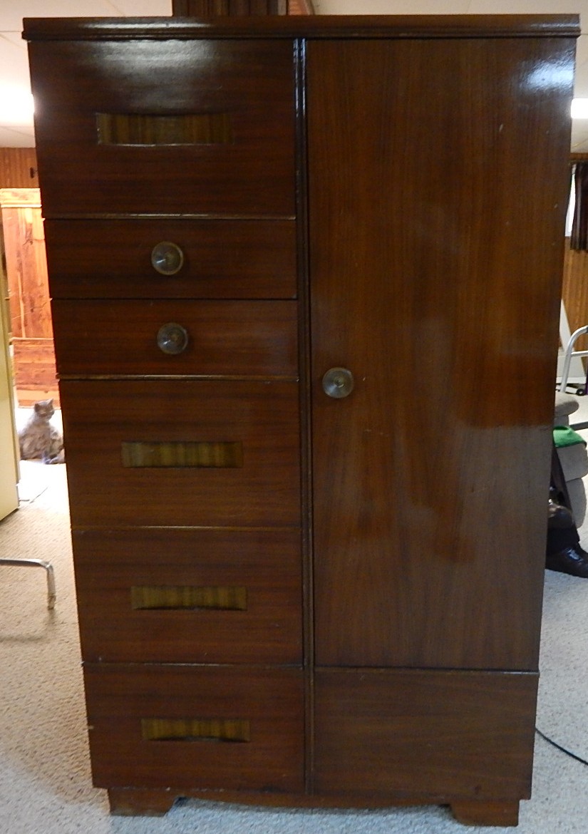 Vintage Art Deco Mahogany Chifferobe Armoire