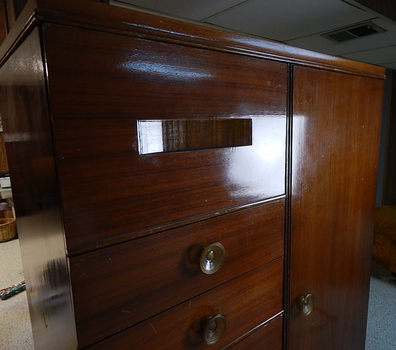 Vintage Art Deco Mahogany Chifferobe Armoire