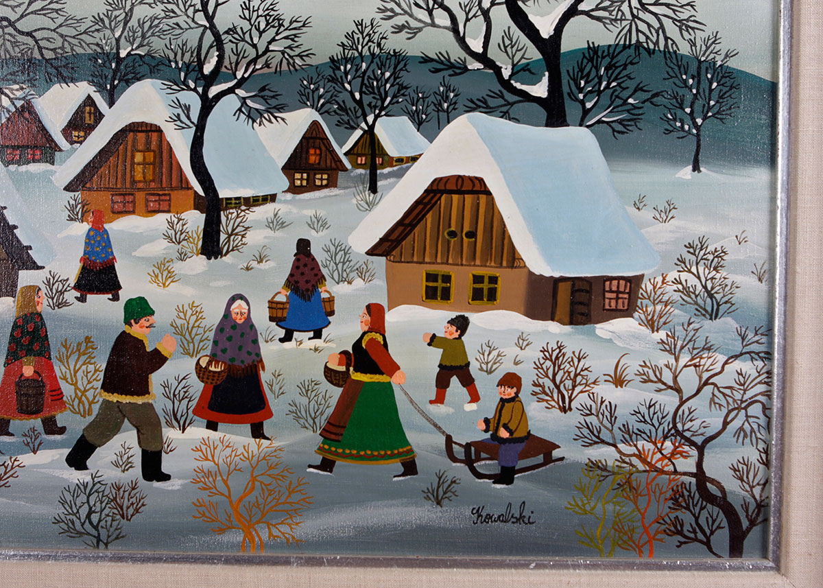 Oil on Canvas Winter Scene by Kowalski