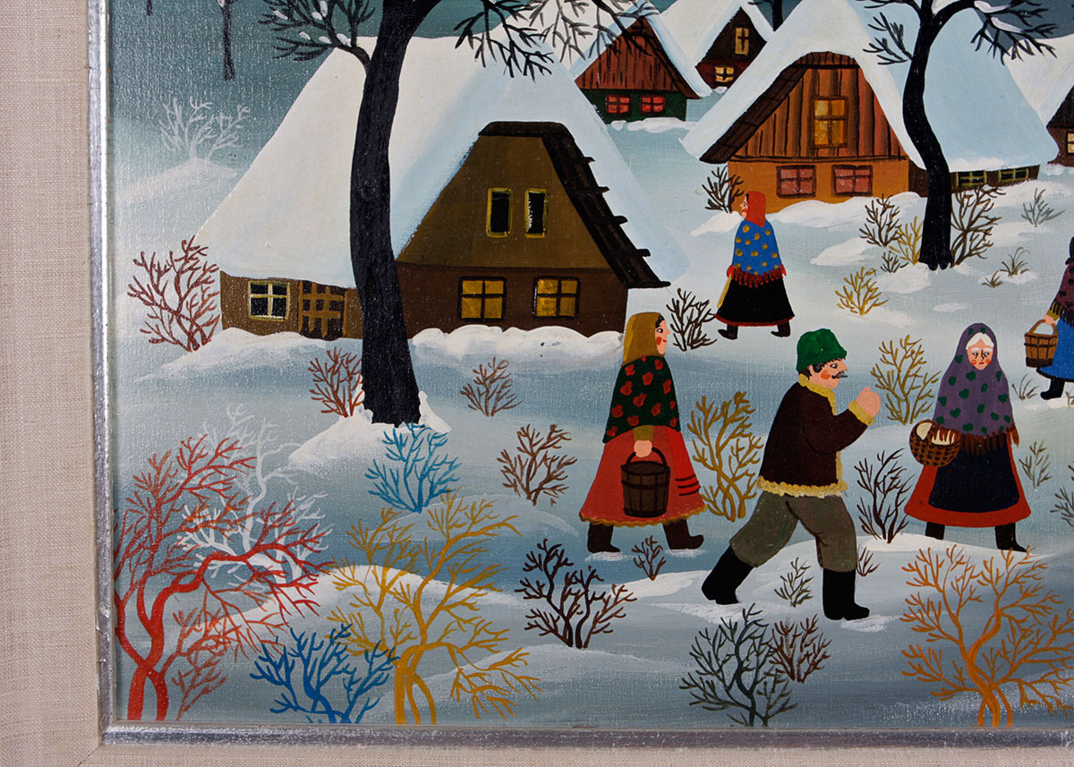 Oil on Canvas Winter Scene by Kowalski