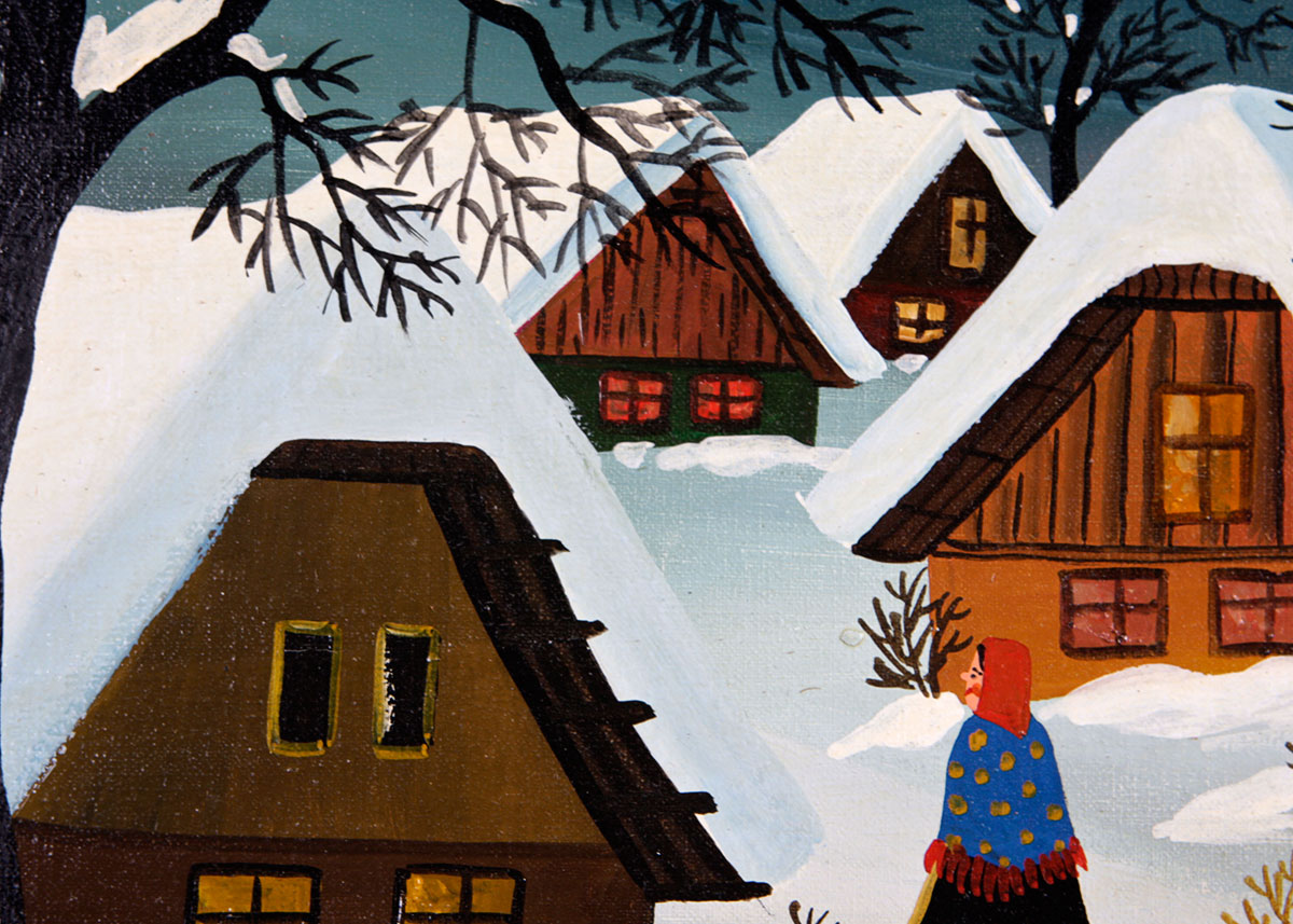 Oil on Canvas Winter Scene by Kowalski
