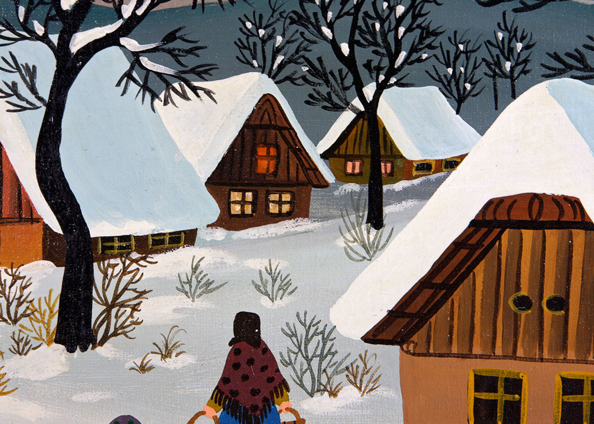 Oil on Canvas Winter Scene by Kowalski